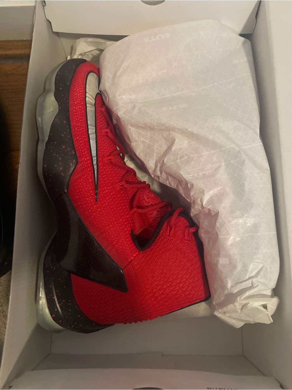 Nike Men's Red and Black High-Top Basketball Shoes